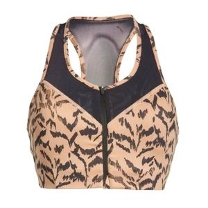 Zella Sports Bra with Zipper Front and Mesh Details